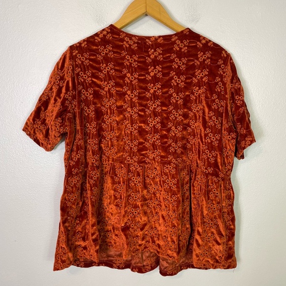 ASOS Design Women’s Smock Top Blouse Shirt Size 14 In Velvet Broidery Rust - Picture 5 of 8